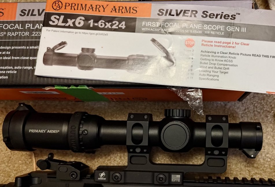 Primary Arms SLx6 1-6x24 FFP LPVO w/mount